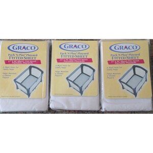 Graco Pack N Play Playard 27" x 39" fitted sheets Set Of 3, White